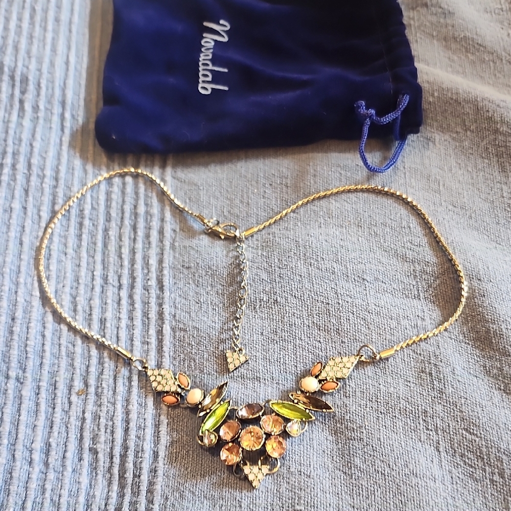 Silver and Pink Rhinestone Women's Necklace